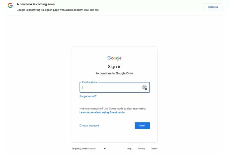 Google Login Novo Design