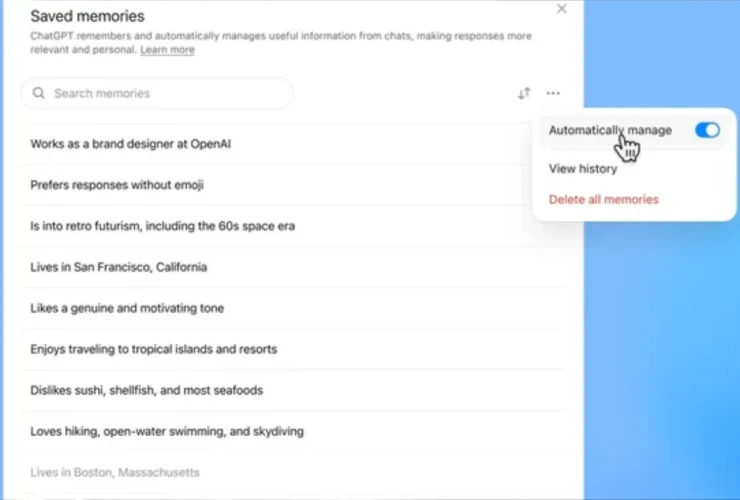 chatgpt memória